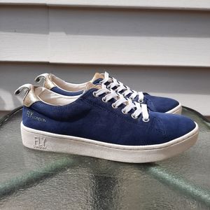 Fly London Maco Blue/Gold Suede Leather Sneakers